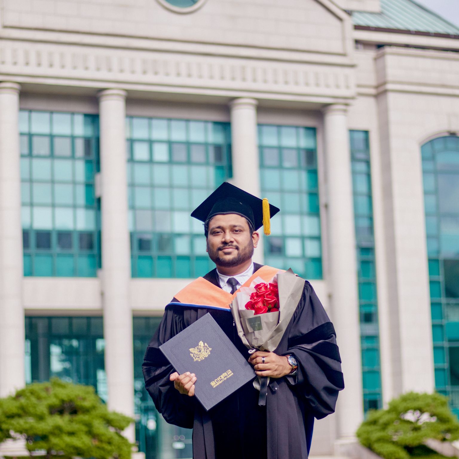 Dr. Junayed Hasan receiving his PhD degree from the University of Ulsan (during Covid pandemic)